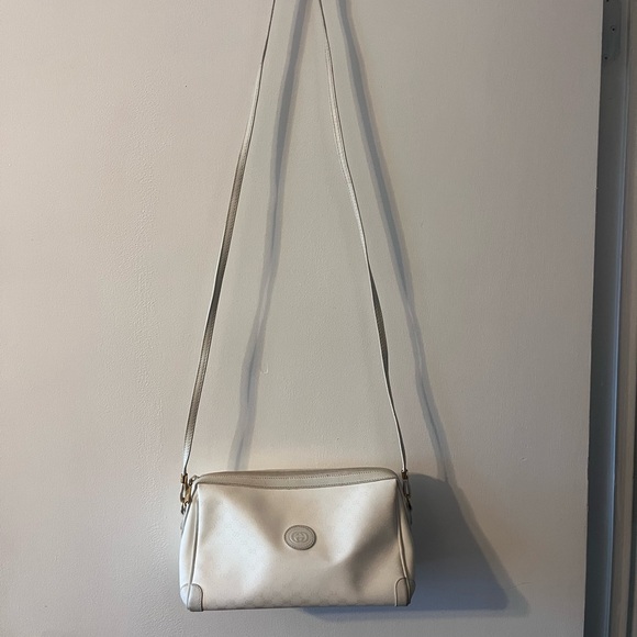 Authentic Vintage White Gucci Crossbody Bag from the 1980s